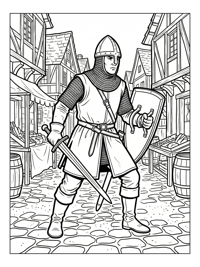 Honorable Squire Standing Guard In Village