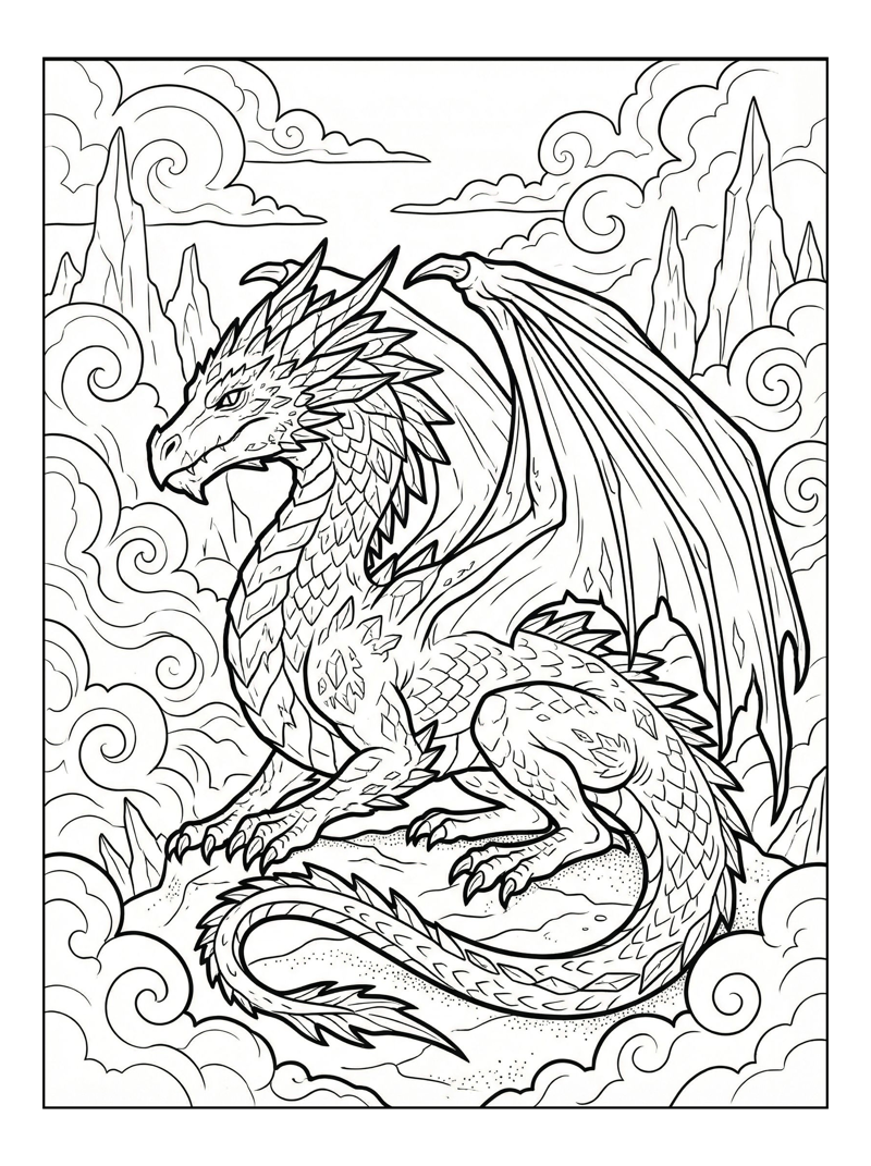 Ice Dragon Resting In Cloud Kingdom