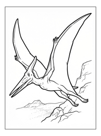 Pterodactyl Gliding Over Rocks
