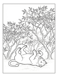 Lioness Playing Among Acacia Trees