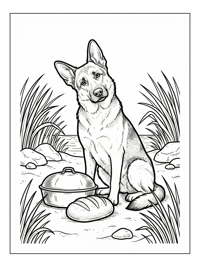 German Shepherd Sitting Beach Baking