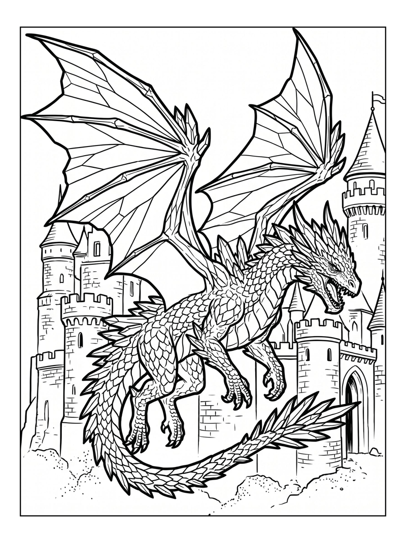 Crystal Dragon Flying Stone Castle