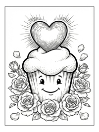 Cupcake With Heart And Roses