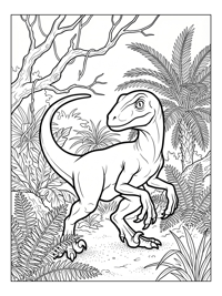 Velociraptor Prowling Prehistoric Jungle