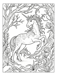 Celestial Unicorn Leaping Enchanted Forest