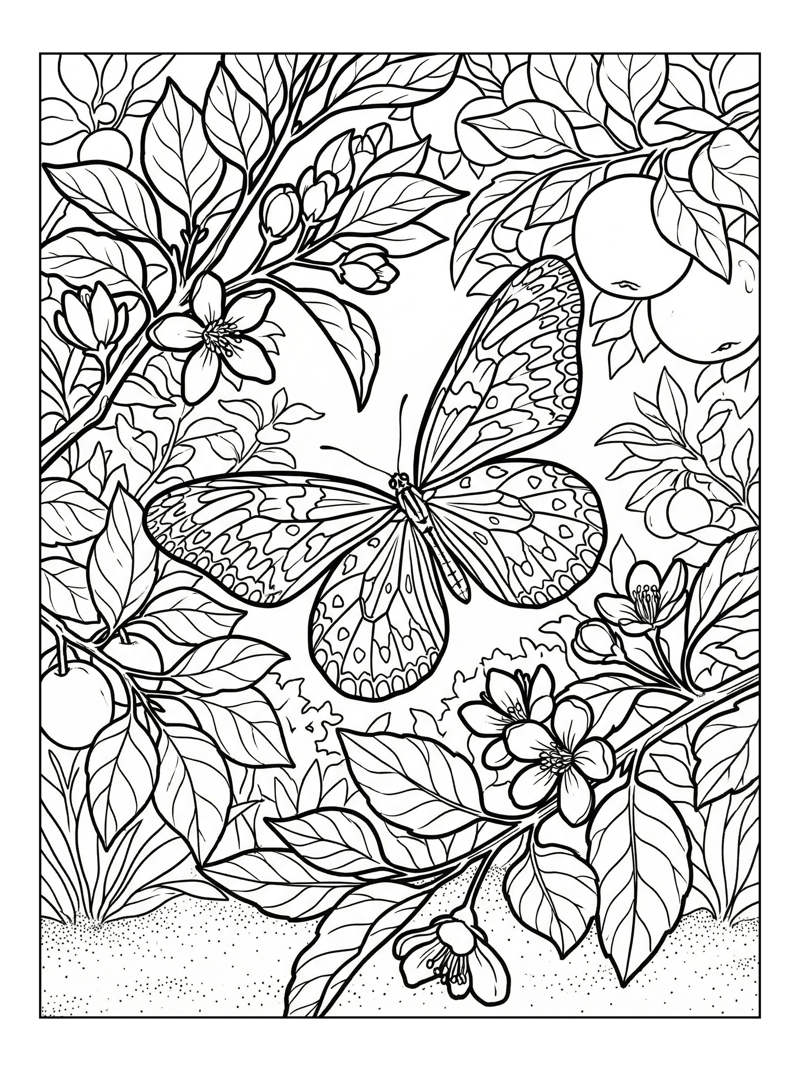 Paper Kite Butterfly Fluttering In Summer Orchard