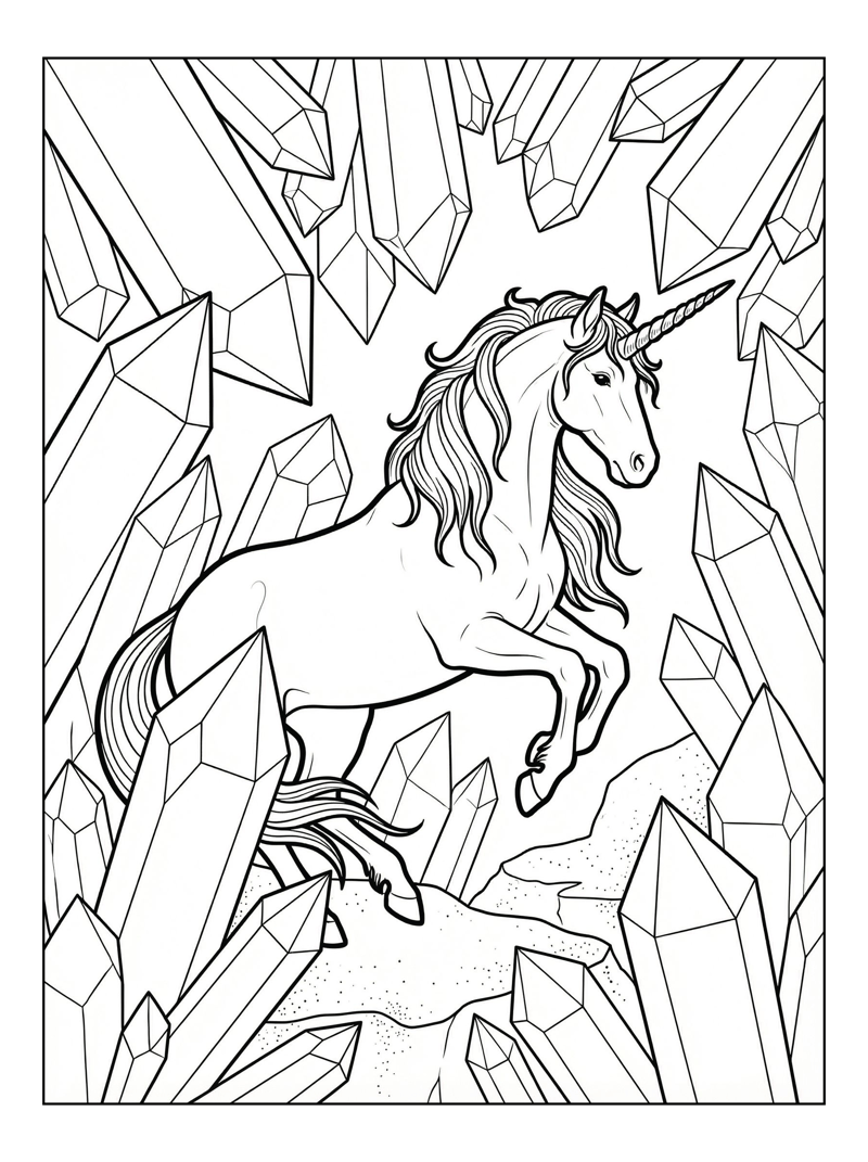 Unicorn Leaping In Crystal Cave
