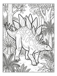Stegosaurus Walking In Prehistoric Forest