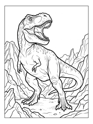 Tyrannosaurus Rex Roaring Volcanic Landscape