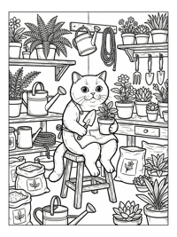 British Shorthair Cat Gardening Potting Shed