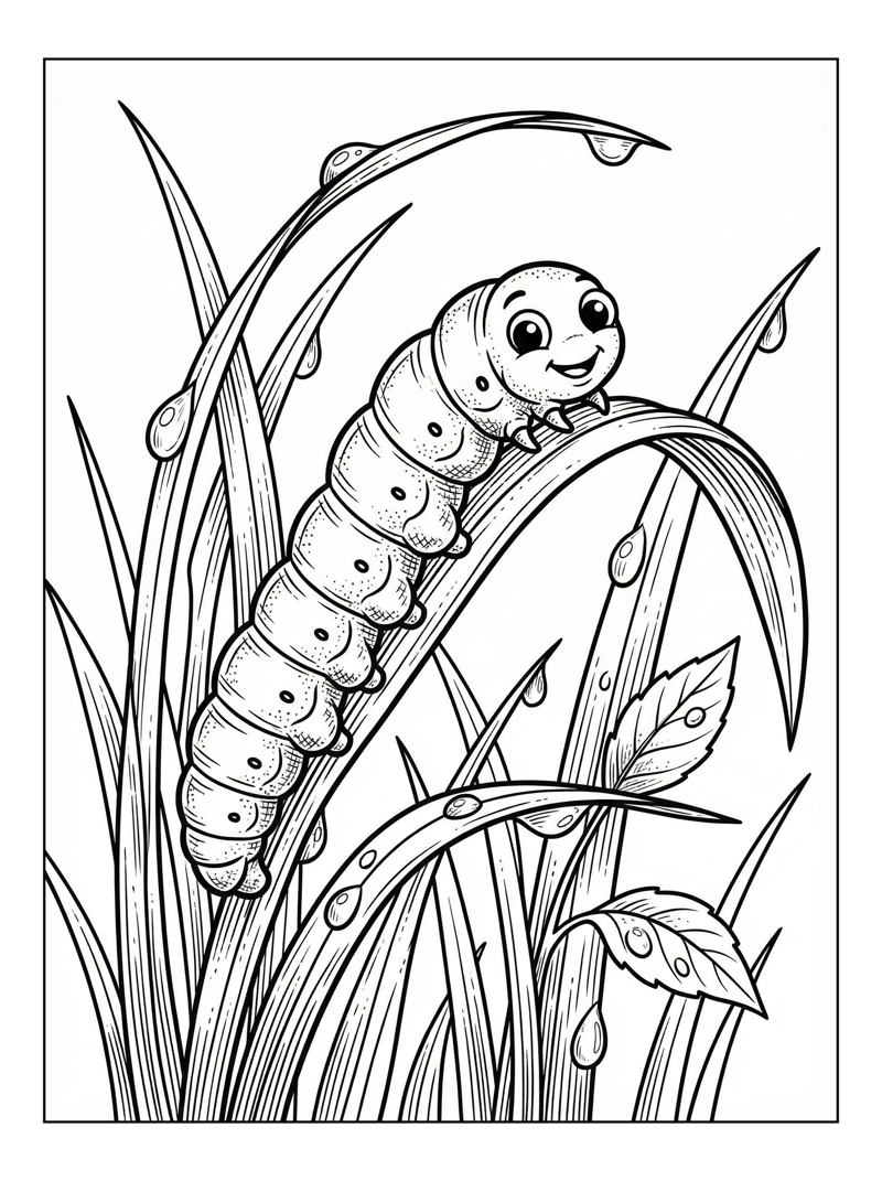 Tent Caterpillar Crawls Up Grass Blade