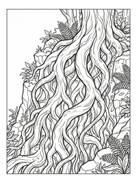Winding Tree Roots On Cliffside Rocks