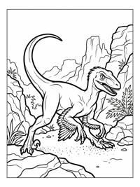 Velociraptor Prowling Rocky Outcrop
