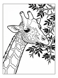 Giraffe Eating Leaves Thorny Branch