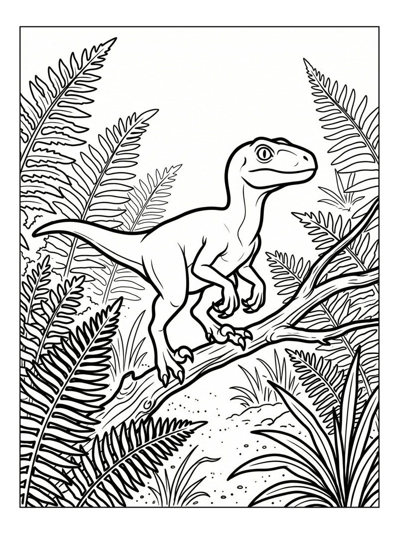Dinosaur Hatchling Perching In Ferns