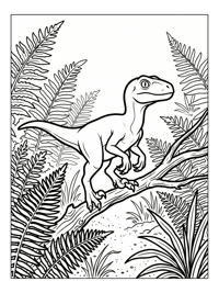 Dinosaur Hatchling Perching In Ferns