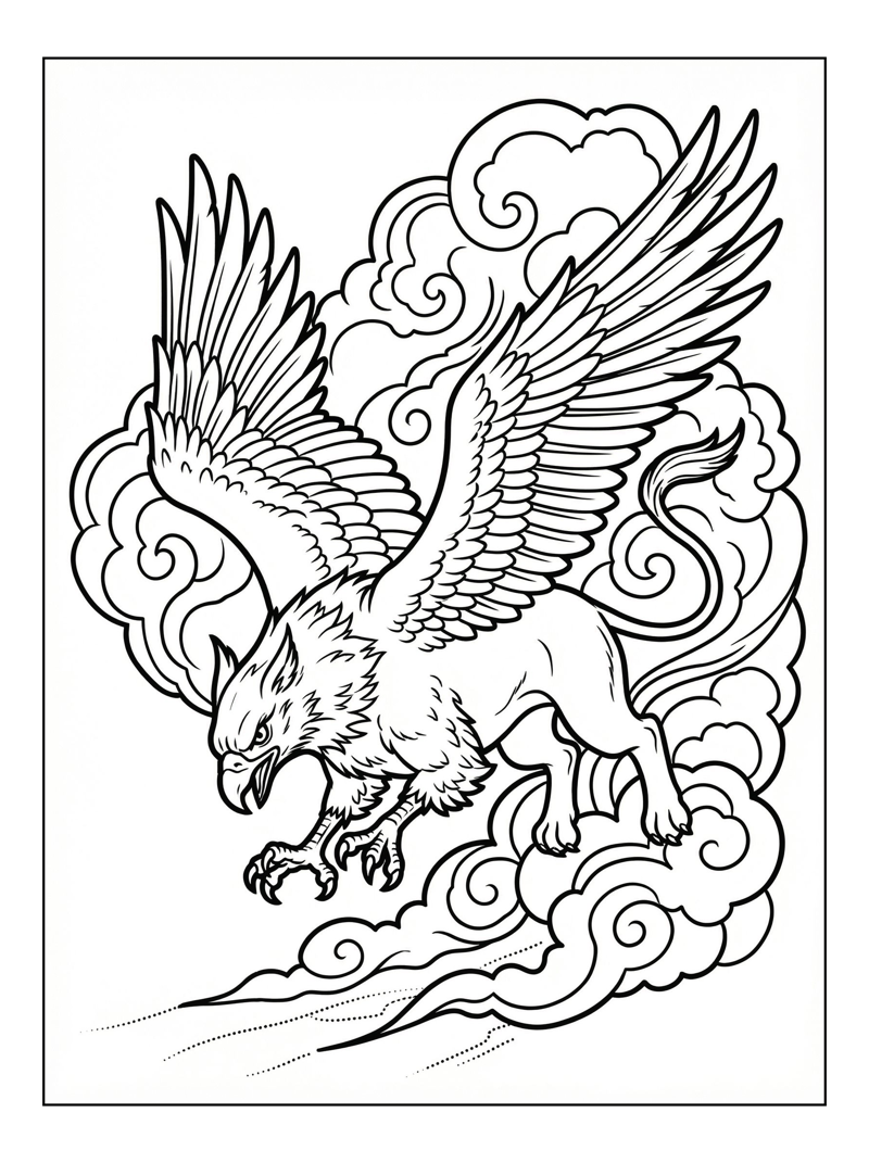 Griffin Diving Among Clouds