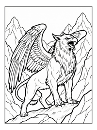 Griffin Roaring In Mountain Peaks