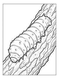 Luna Moth Caterpillar Resting On Tree Bark