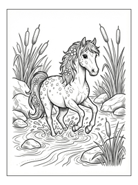 Appaloosa Horse Splashing In River