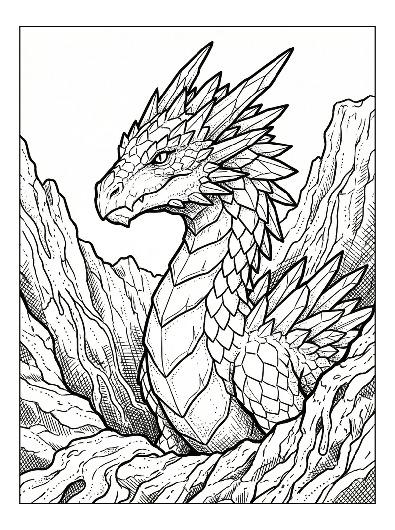 Crystal Dragon Guards Volcanic Rocks
