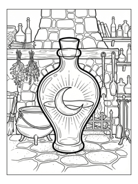 Crescent Moon Potion Radiating In Witch Hearth