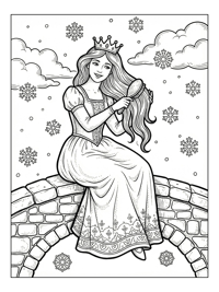 Princess Brushing Hair On Stone Bridge