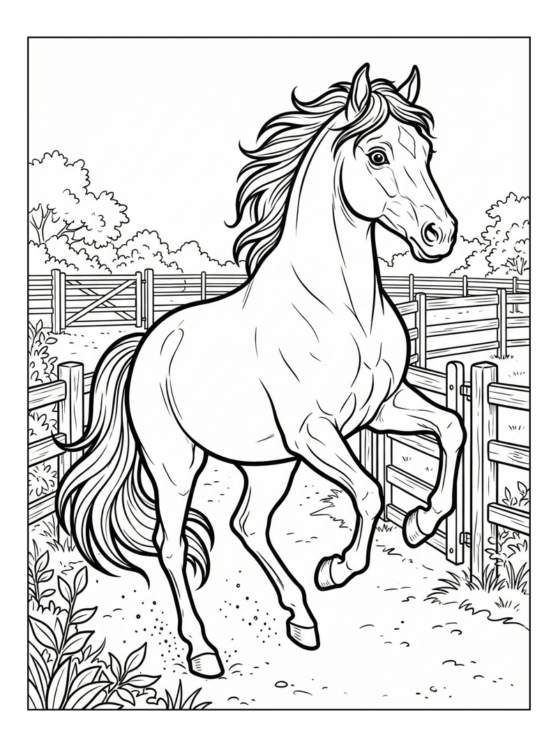 Stallion Prancing Equestrian Paddock