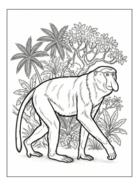 Proboscis Monkey Walking Tropical Jungle