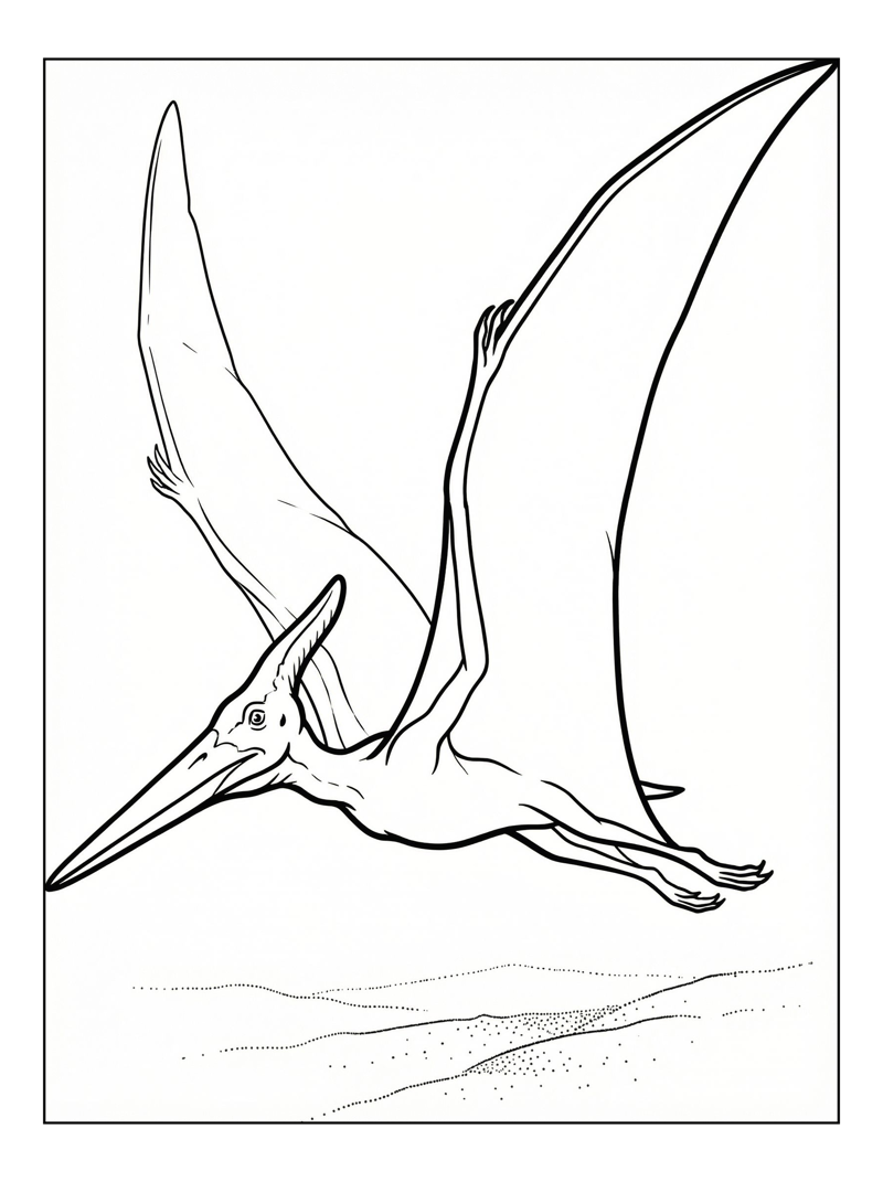Pterodactyl Flying Over Land