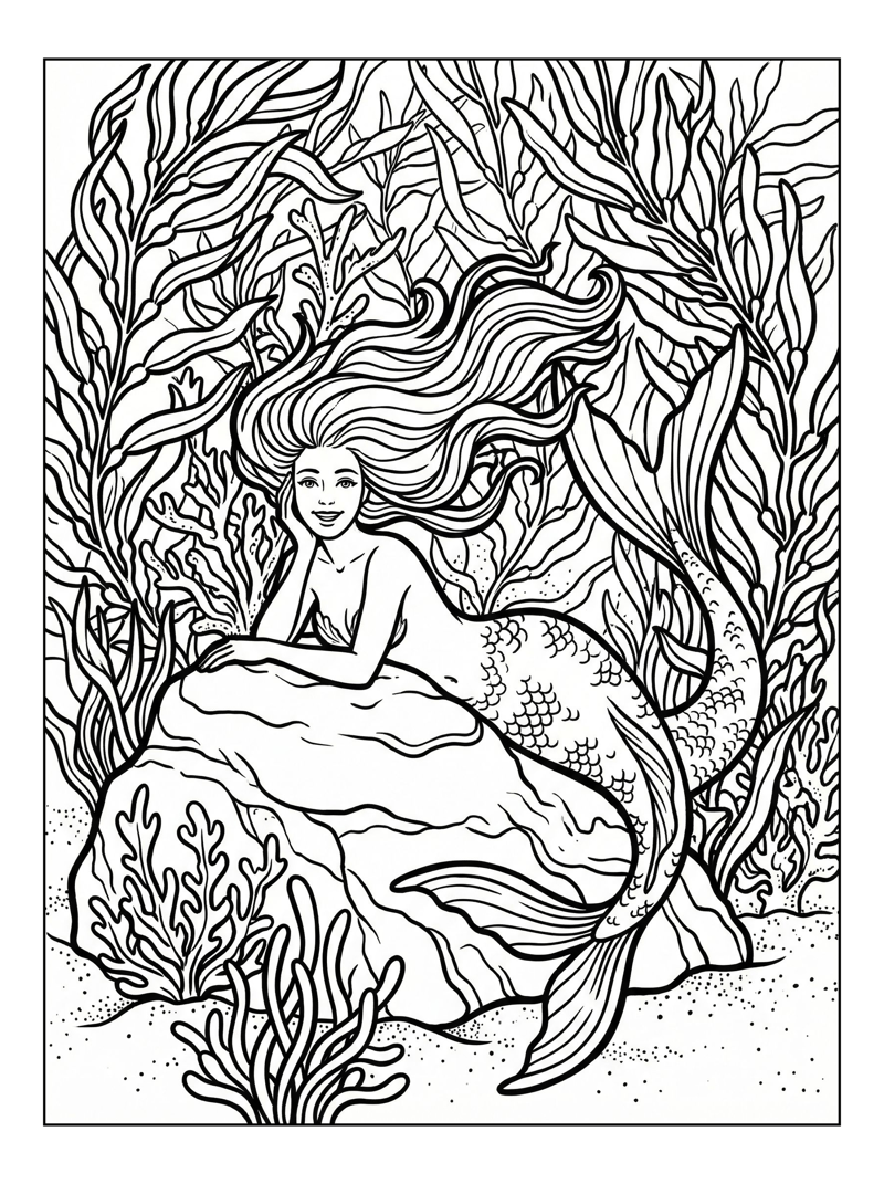 Deep Sea Mermaid Resting On A Rock