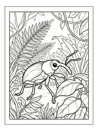 Weevil Exploring Tropical Jungle Foliage