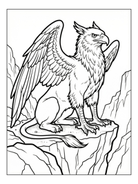 Alert Griffin Perched High Cliff Edge