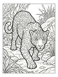 Panther Crouching By Riverbank
