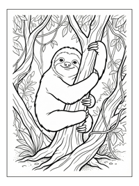 Three Toed Sloth Clinging Jungle Tree