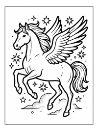 Celestial Pegasus Rearing In Starry Sky
