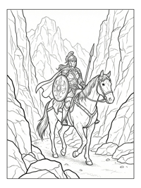 Shield-Maiden Riding Through Mountain Pass