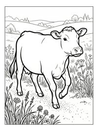 Dexter Cow Walks In Meadow