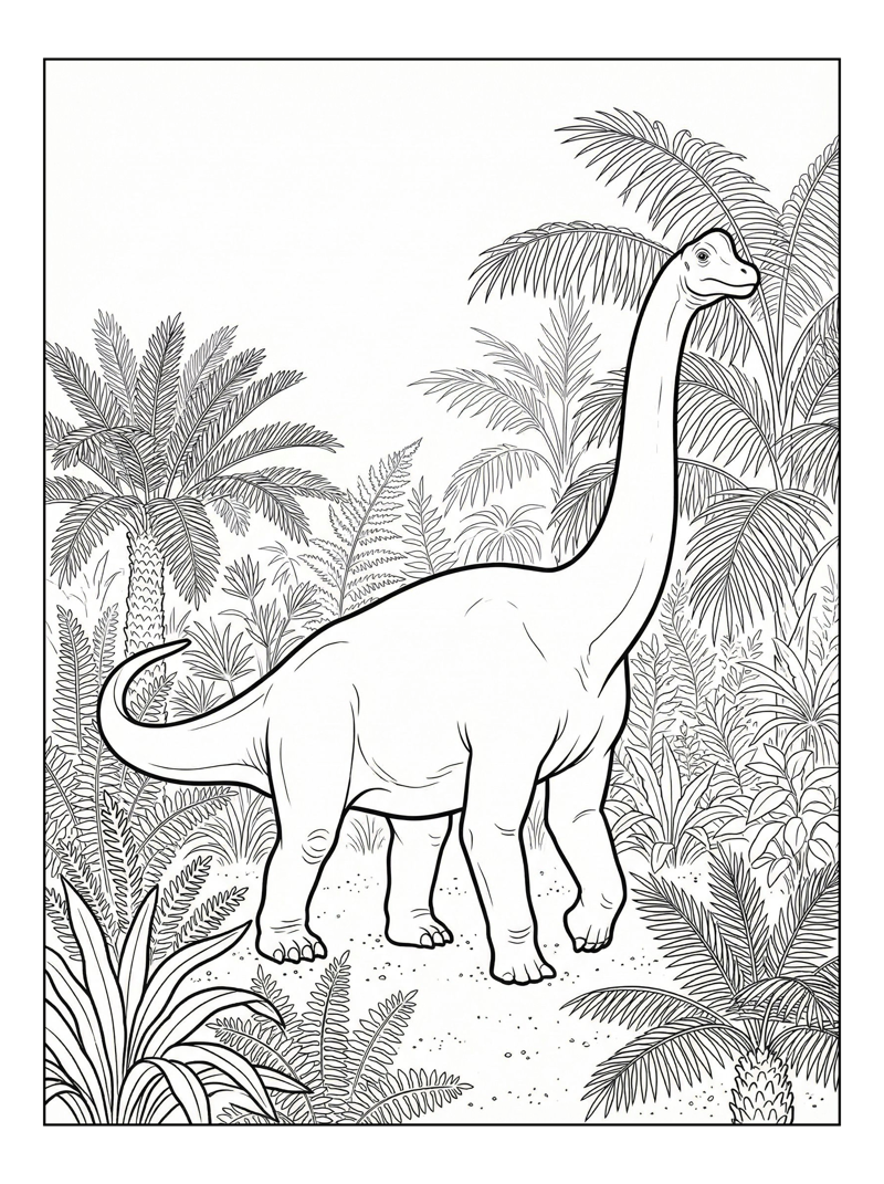 Brachiosaurus Walking Tropical Jungle