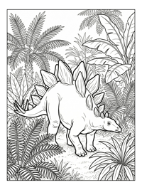 Juvenile Stegosaurus Foraging In Jungle Clearing