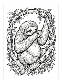 Two-toed Sloth Grooms Fur Hanging Branch