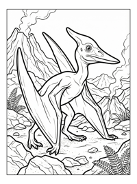 Pterodactyl Hatchling Walking Volcanic Landscape