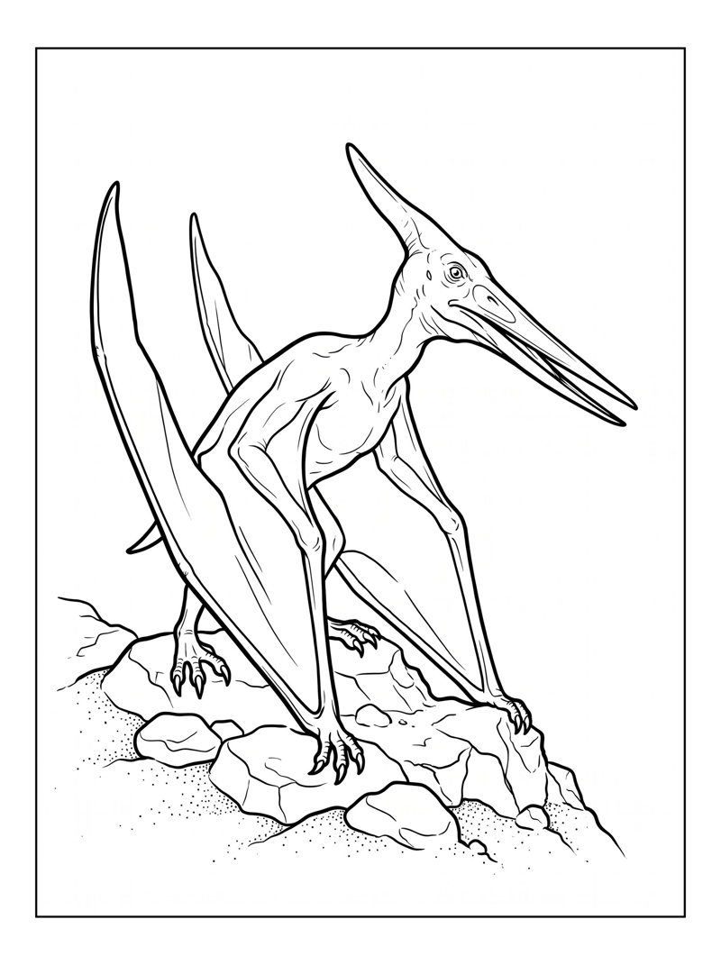 Pterodactyl Perching On Rocky Outcrop