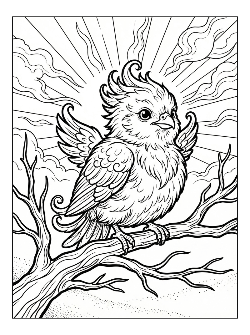 Baby Phoenix Perching Under Sun