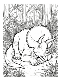 Triceratops Resting In Cretaceous Forest