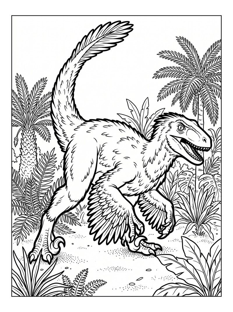 Raptor Dinosaur Hunting Prehistoric Jungle