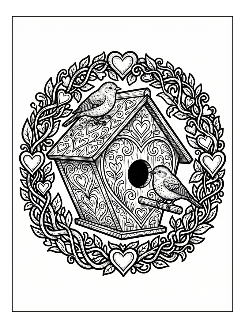 Small Birds At Heart Birdhouse Wreath