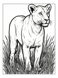 Lioness Stands Alert In Tall Grass