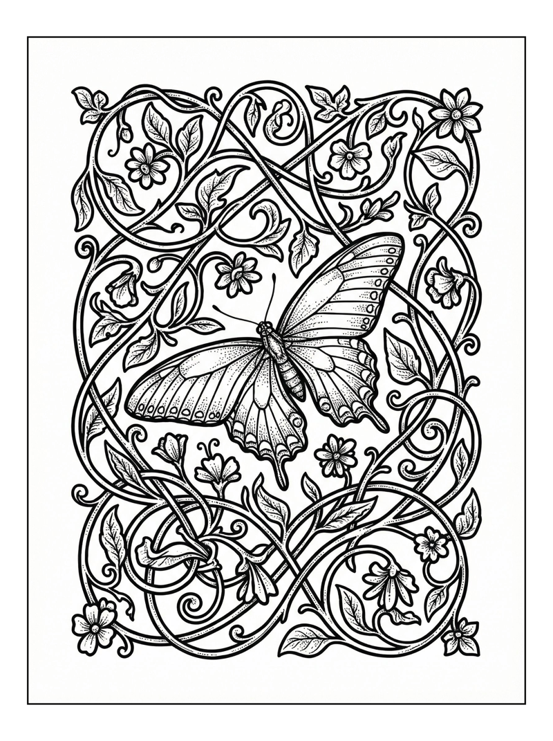 Pipevine Swallowtail Butterfly Surrounded By Vines