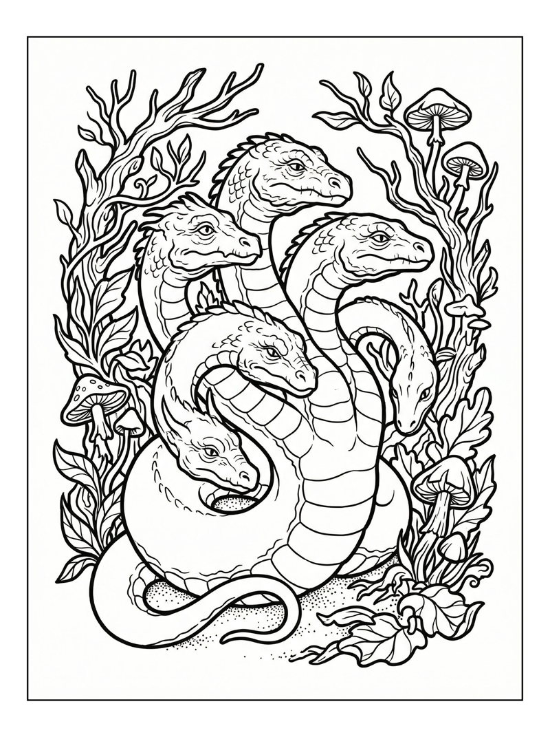 Wise Hydra Looking In Enchanted Forest